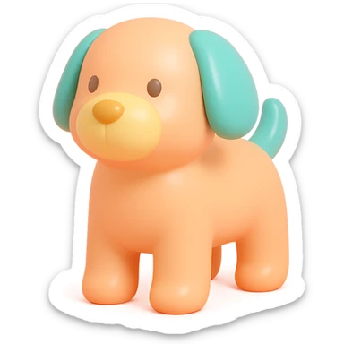              Transform {subject} into a soft vinyl figure with a smooth, glossy surface. The material should look slightly rubbery and tactile, with minimalistic curves and a matte-gloss hybrid finish. Use pastel or soft solid colors. The surface is seamless, with no visible textures or roughness. Studio lighting, vibrant background, clean, playful, designer toy aesthetic and no shadows. {subject} = dog sticker