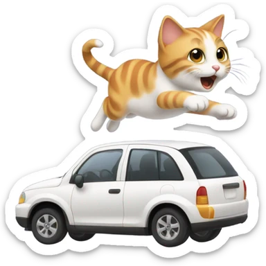 Cat jumping out of car sticker