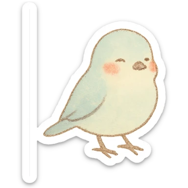 tiny pastel bird silhouette, Japanese hand-drawn style, full object, transparent background, with blushing cheeks sticker