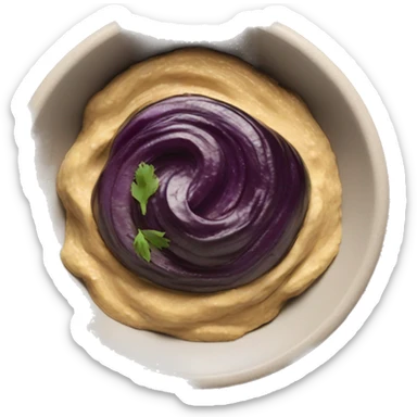 roasted eggplant spread in a dish, just the spread no person, make the eggplant spread look like a hummus color sticker