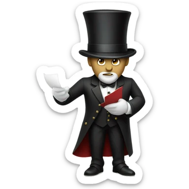 serious butler with silk top hat serving a letter sticker
