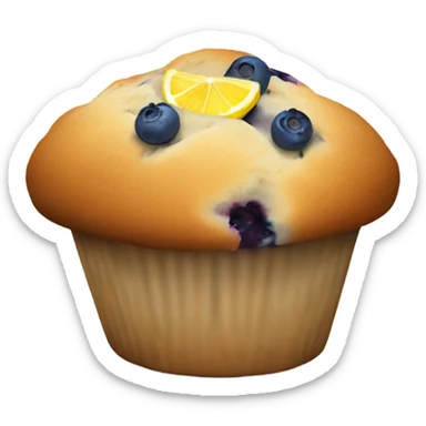 Blueberry muffin with a lemon wedge sticker