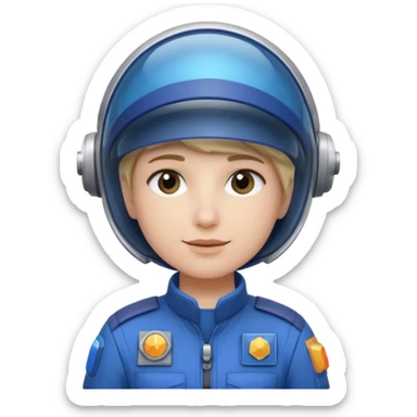 Blue-visor space mechanic sticker