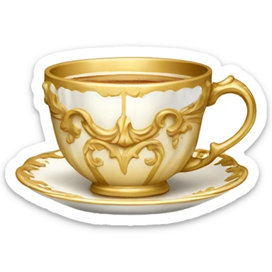 Light gold vintage rococo coffee cup  sticker