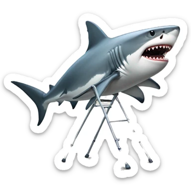 Shark on crutches  sticker