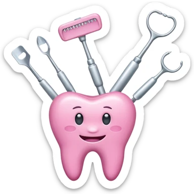 Pink dentist tools sticker