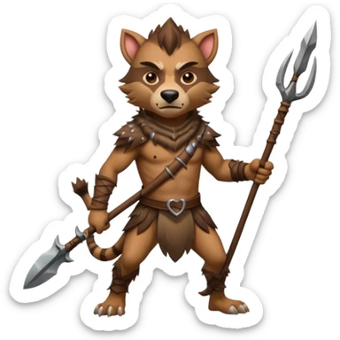 create a dnd style gnoll.png with a spear using 48x48 pixels size sticker