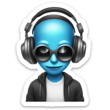 alien cute dj with headphones shaking sticker