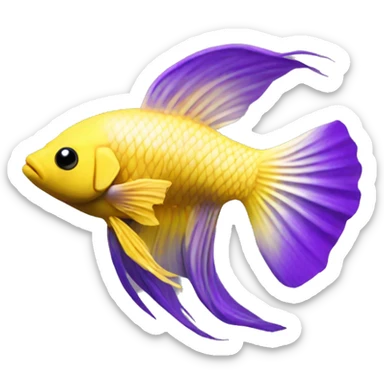 yellow black white purple beta fish sticker