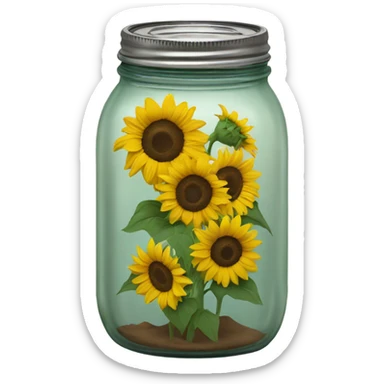 Ball jar with sunflowers in it sticker