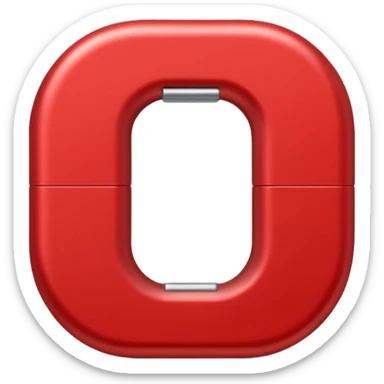 a red magnet shaped as the letter "U". the 2 end tips are color gray sticker