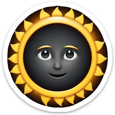 total solar eclipse with bright corona slightly dark background sticker