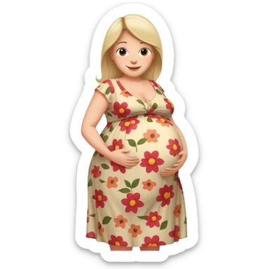 very heavily pregnant overdue woman with unnaturally very large belly sticker