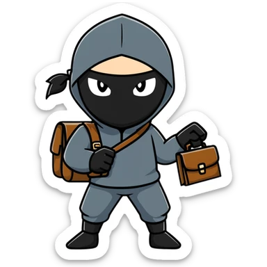black ninja with briefcase, stealthy pose sticker