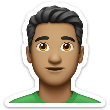 headshot of Hispanic Man in His 20s wearing a green shirt  sticker