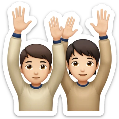 two aisian students raising hand boy and girl sticker