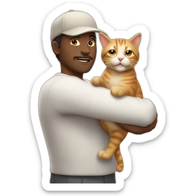 man with popping cat sticker