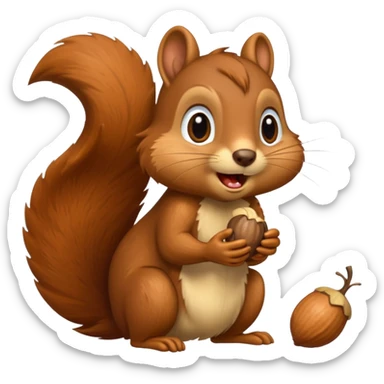 Long toothed squirrel swallows acorn, panicked sticker