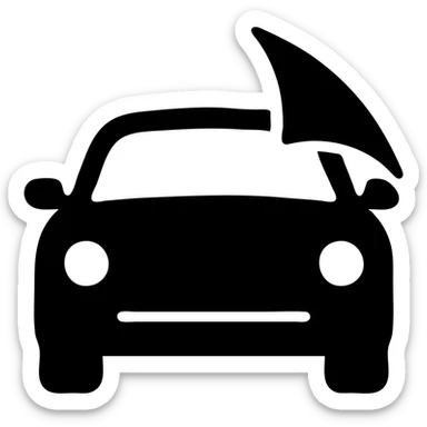 solid elegant icon of a car with protective film, premium style, smooth and sophisticated lines sticker