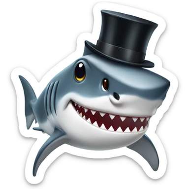 Shark with a top hat sticker
