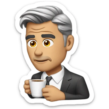 George Clooney crying with coffee sticker