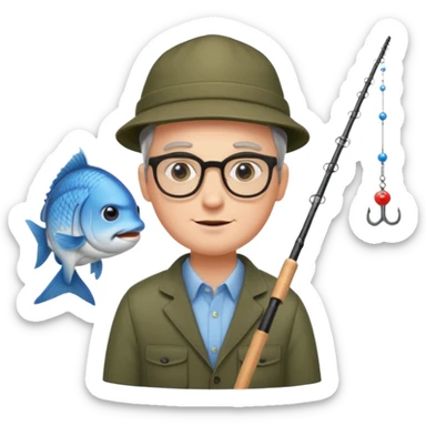 Accountant who wears glasses and loves fishing with fair skin and bold spot no hat sticker