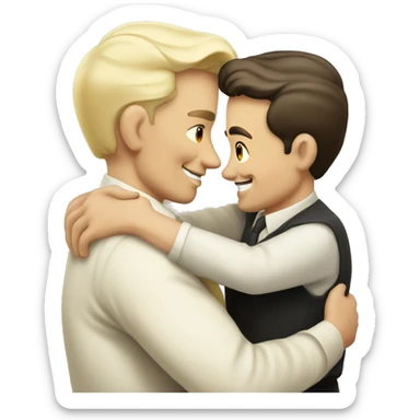 Hungarian 50s blond man hugs white 50s brunette man sticker
