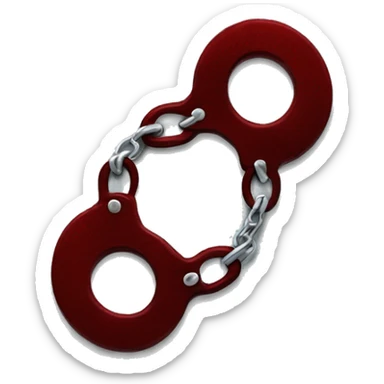 Dark red fuzzy handcuffs sticker