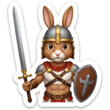 a rabbit Roman Gladiator, half upper  sticker
