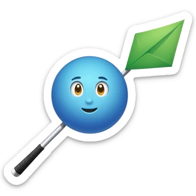 Una bola Azul claro🔵 con una flecha de verdadero ☑️ en el sentro de la bola azul  sticker