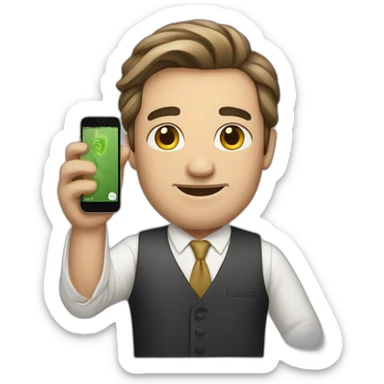 A rich man holding an iphone sticker