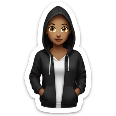 beautiful girl in black hoodie sticker