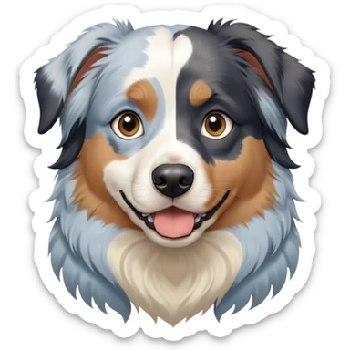 Blonde girl with a black tricolor australian shepherd on one side and a blue merle australian shepherd on the other side sticker
