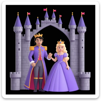 prince and princess disny dress close up photo in castle sticker