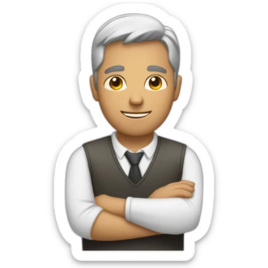 man with hands crossed in front of him sticker