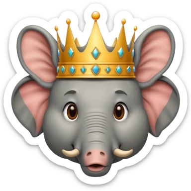 face of donald trump wearing a crown between an elephant face and a donkey face sticker