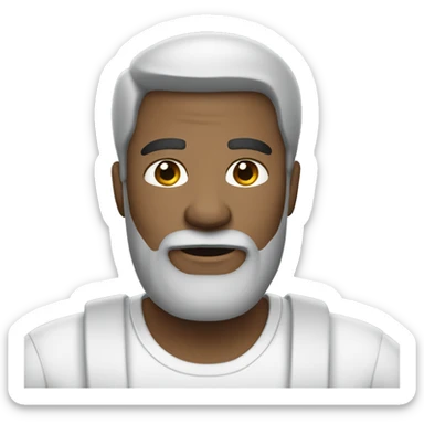 White man with black-beard wearing white tshirt and white pants sticker