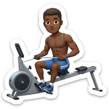 african american male on rowing machine sticker