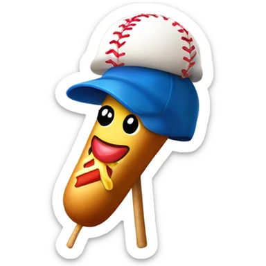 Corndog with baseball cap sticker