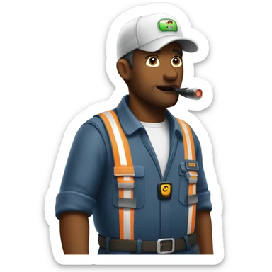 White Super trucker smoker talking on walkie talkie sticker