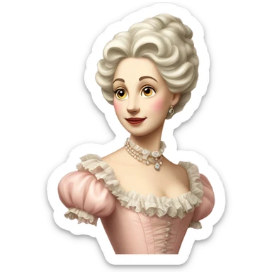 vintage rococo white woman in a light pink gown  sticker