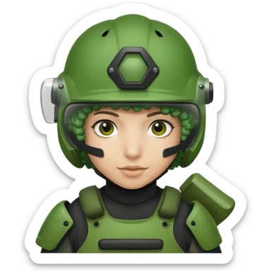 green curly haired painitball player with bi  sticker