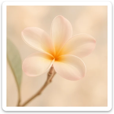 aesthetic pinterest-inspired plumeria flower, soft colors, dreamy, minimal, elegant, gentle lighting sticker