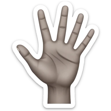 front angle view of a grey colored arm and 5 fingered hand reaching out sticker
