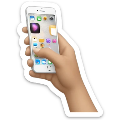 Light skintoned hand holding iphone with applications sticker
