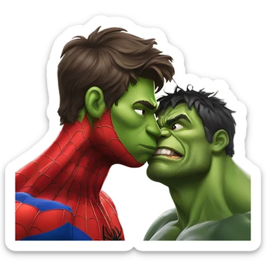 Spiderman kiss hulk sticker