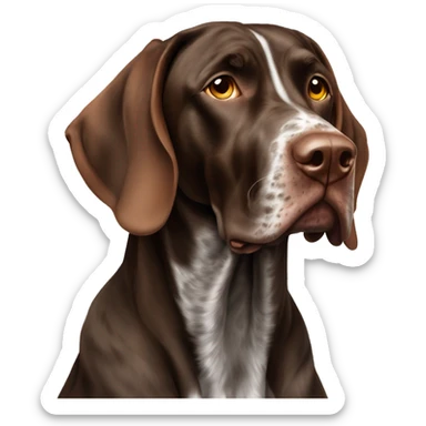 brown gsp dog French Pointer, dark brown roan with eyes, no white spots sticker