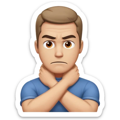 arms crossed hands around neck mad guy  sticker