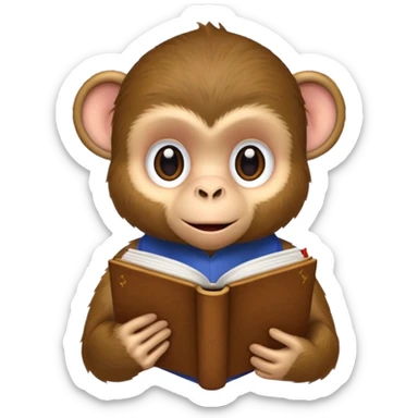 Monkey with book sticker