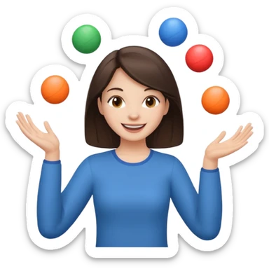 a brunette girl juggling  with two hands  sticker